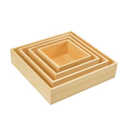 China Simplicity square gift box table decoration discovered wooden box set pine home storage modern simple gift jewelry box for sale