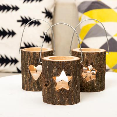 China China Christmas Tree Stump Homestay Coffee Decoration Tea Wax Wooden Cup Creative Candle Holder Home Party Decoration for sale