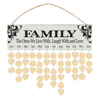 China 2020 China New Products DIY Handmade Wooden Color Love Log Chip Calendar Decoration for sale