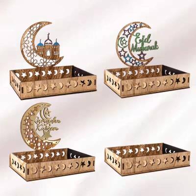 China Wooden Storage Box Ramadan Table Decorations Dessert Tray Eid Mubarak Wooden Crafts From Europe for sale