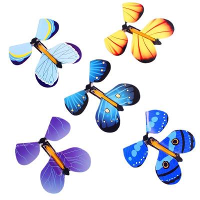 China Hot Selling Surprise Flying Butterfly Plastic and Paper Insect Magic Butterfly Flying Surprise Rubber Band for sale