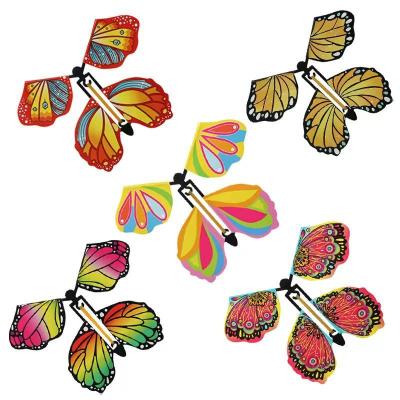 China Flying butterflies of a plastic and paper paper magic butterfly flying butterfly rubber band for sale