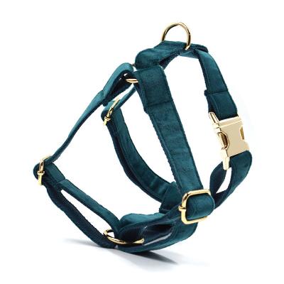 China Quick Release No Pull Dog Harness with Rose Golden Buckle Velvet Dog Harness for sale