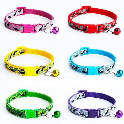 China Padded With Bell Camouflage Soft Nylon Pet Cat Puppy Collar for sale