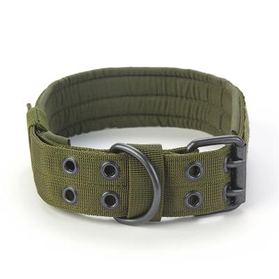 China 5 Padded Nylon Adjustable Perimeters With Metal D Ring Military Collar Heavy Duty Forming Tactical Dog Collar for sale