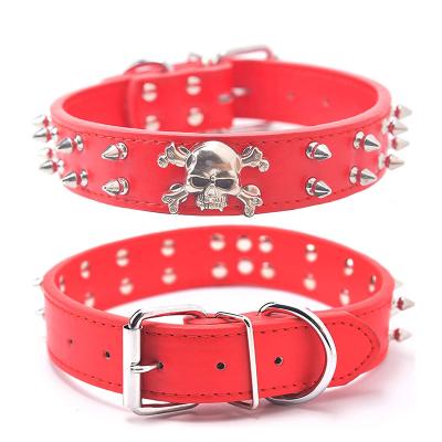 China Cool Pointed Rivets Bling Strong Anti-bite Rivets Studded Pu Leather Dog Collar for sale