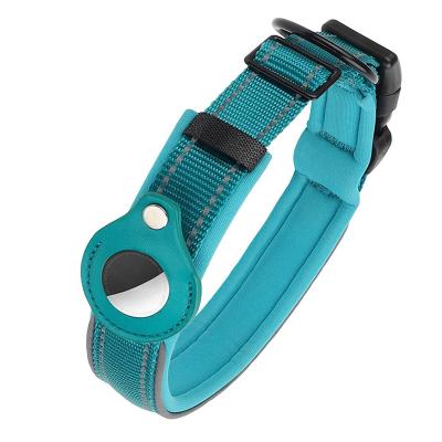 China Thoughtful Quick Release Padded Buckle With Airtag Holder Dog Pet Locator Collar for sale