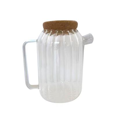 China Cork Stopper Large Capacity Glass Viable Kettle Cooler Water Bottle Set Cold Heat Teapot Borosilicate Watercarafe Water Jug Jug for sale