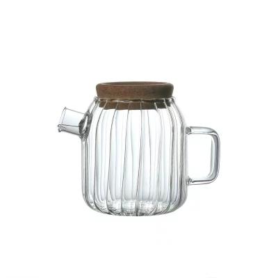 China Viable Tea Kettle Glass Teapot With Cork Lid Water Pitcher Cold Water Bottle Container Juice Jar Farmhouse Restaurant Home Decor 800ml for sale