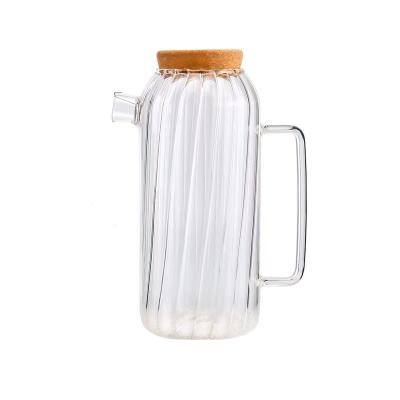 China Sustainable high quality borosilicate glass cold kettle with glass teapot with cork lid for sale