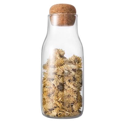 China Wholesale Viable Spice Storage Size Mixing Glass Jar With Cork Lid for sale