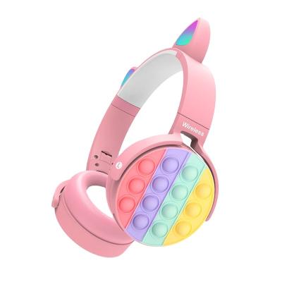 China Girls Cat Wireless Decompression Bluetooth Headphones With Microphone, Bass Cute Kid LED Colors Stereo Music Phone BT Headset Gamer Woman Set for sale