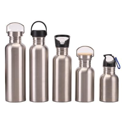 China 2022 single wall sport water bottle hot sale custom made stainless steel bpa free outdoor camping viable for sale