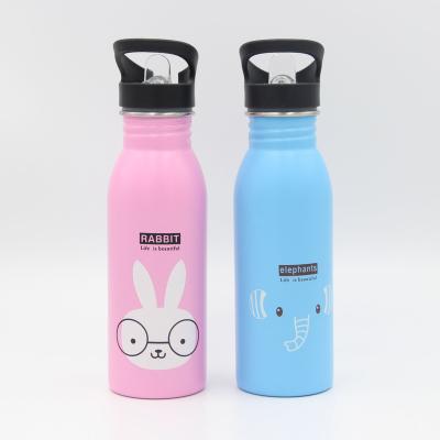 China WLS008-500 Sustainable Cute Design Kids Single Wall Water Bottle With Straw Lid for sale