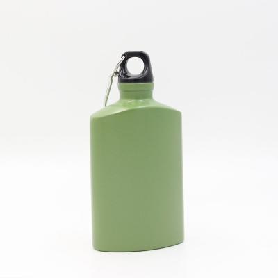 China WLA002-500 Sustainable Ready To Ship Green Flat Aluminum Sport Water Bottle 500ml Custom Logo for sale