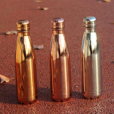 China Viable UV Electroplating WLV001-500 Copper Rose Gold Color Double Wall Stainless Steel Water Bottle Promotional Water Bottles for sale