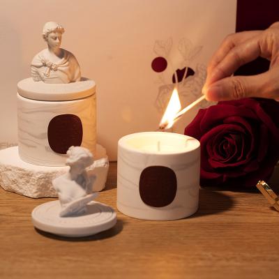 China Home Decoration New Scented Candle Gift Set Saint George Statue Scented Candle Sculpture Decoration Soy Wax Scented Candle for sale