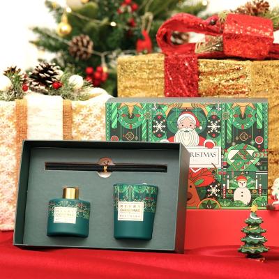 China Home Decoration Wholesale Christmas Scented Candles Glass Jar Scented Candle Soy Wax Christmas Gift for sale