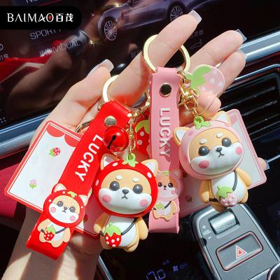 China PVC Wholesale 3D Cartoon Animal Pendant Key chain Cute Creative PVC Shiba Inu Dog Key chain for sale