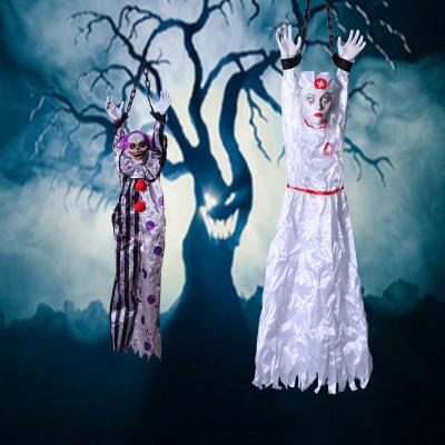 China Silk fabric Hot Sale Mummies Voice Activated Upside Down Hanging Ghost Halloween Hanging Ghost House Bar Decoration for sale