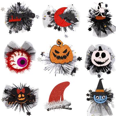 China Felt 2023 New Kids Halloween Hairpin Children's Party Decoration Hair Accessories Halloween Pumpkin Duckbill Hair Clip for sale