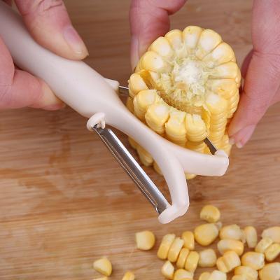 China Home Kitchen Wholesale 2 In 1 Manual Peeler Corn Kernel Remover Stripper Stainless Steel Corn Stripper for sale