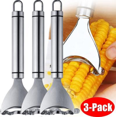 China Sustainable Wholesale 3pcs Packing Manual Peeler Corn Kernel Remover Stripper Stainless Steel Corn Stripper for sale