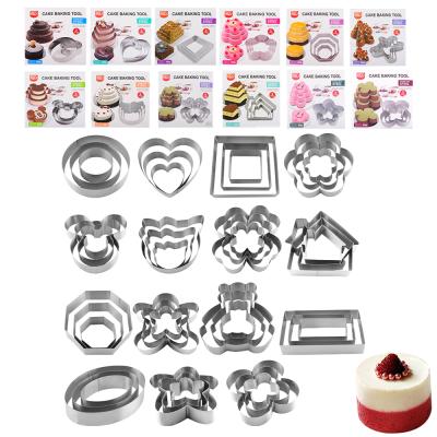 China Viable Factory Wholesale Multilayer Stainless Steel Mousse Cake Ring Mousse Ring Cookie Cutter Set for sale