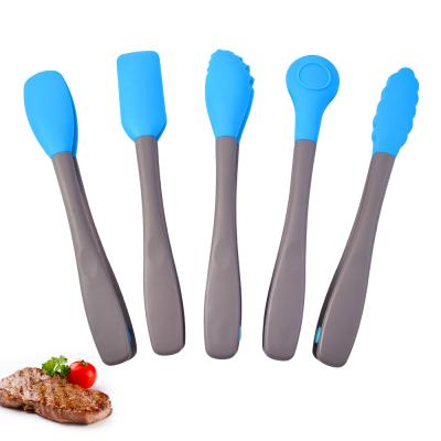 China 12 in. Food Viable Non-Stick Staples. length 5 pieces of silicone locking salad tongs kit for sale