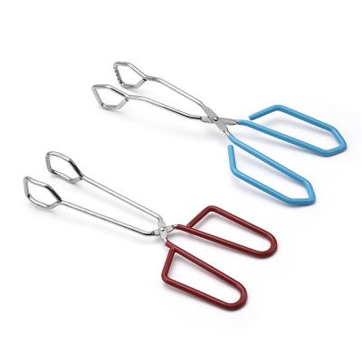 China Sustainable Food Grade Wire Metal Food Tongs With Plastic Handle for sale