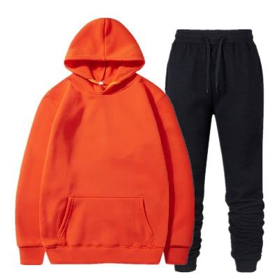 China Simple Men High Quality Custom Color Viable Logo Tracksuit Hoodie Sweatsuit Two Piece Suits Solid Place for sale