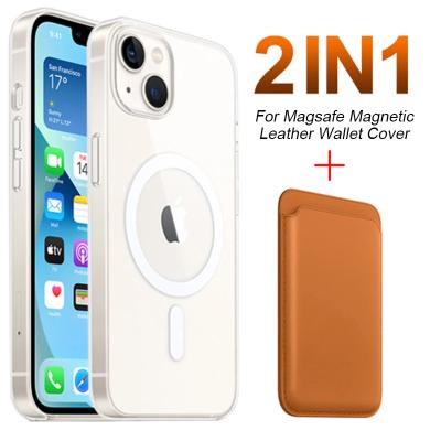 China Shockproof Case For Iphone Magsafe Magnetic Wireless Charging Case For iPhone 13Pro 12MAX 11mini Magnetic Card Holder Mobile Wallet for sale