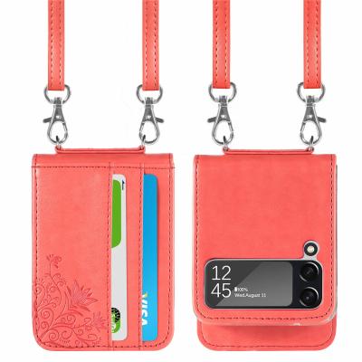 China Portable Shockproof Case Messenger Type Phone Screen All-in-one Folding Card Cover Device 3rd Generation For Samsung Z Flip3 Case for sale