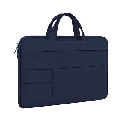 China Waterproof 14 Inch Navy Blue Polyester Tablet Laptop Briefcase With Trolley Strap For Ipad for sale