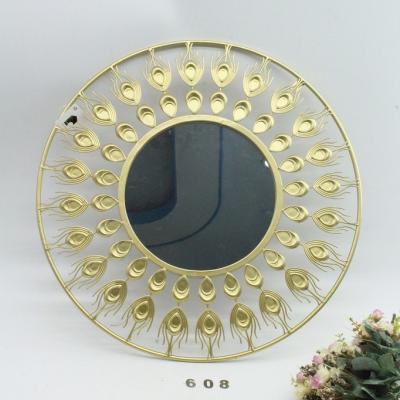 China Viable Gold Metal Round Wall Mirror Fancy Decor for sale