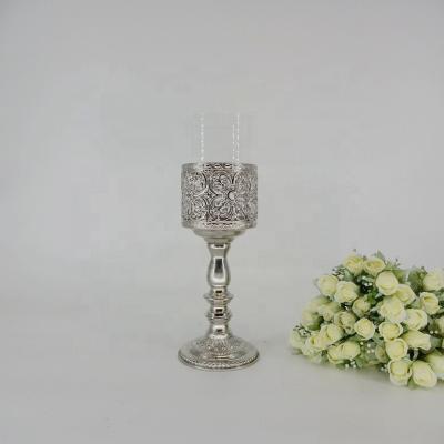 China Wholesale European Retro Style Iron Candle Holder Glass Metal for sale