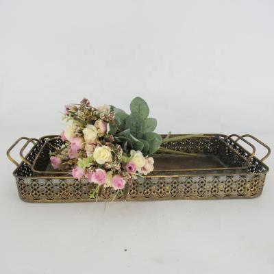 China 2020 Viable Wholesale Exquisite Metal Tray Iron European Style For Home Decor for sale