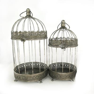 China Rusty Retro Style Big Bird Viable Decorative Cage Home Decoration Metal Bird Cage for sale