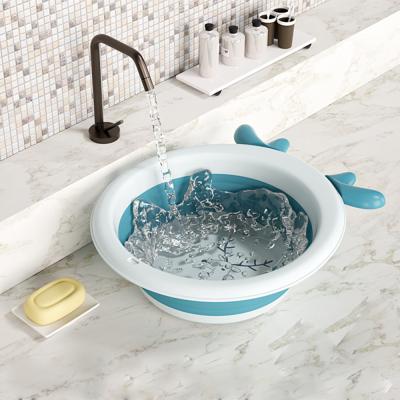 China New Style Baby Folding Portable Basin Portable Kids Wash Basin Silicone Collapsible Sink for sale