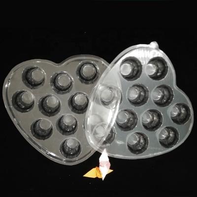 China Food Heart Shape Plastic Food Chocolate Candy Packaging Tray With Compartments for sale