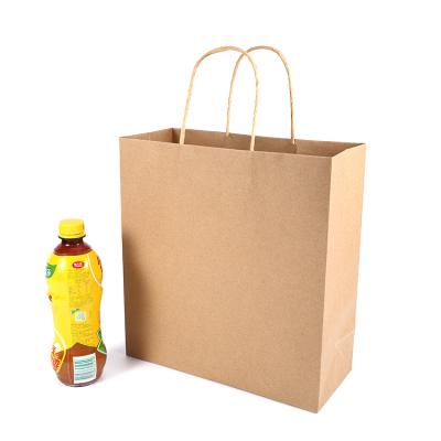 China BIODEGRADABLE Wholesale Custom Flat Brown Food Gift Grocery Kraft Paper Brown Shopping Bag With Twisted Handles for sale