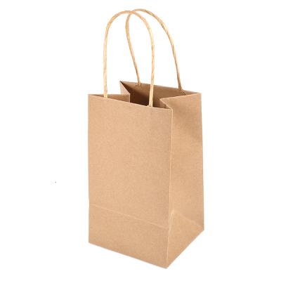 China Logo Printed Cheap Eco Recycle Custom BIODEGRADABLE Take Away Food Packaging Brown Craft Paper Bag With Handles for sale