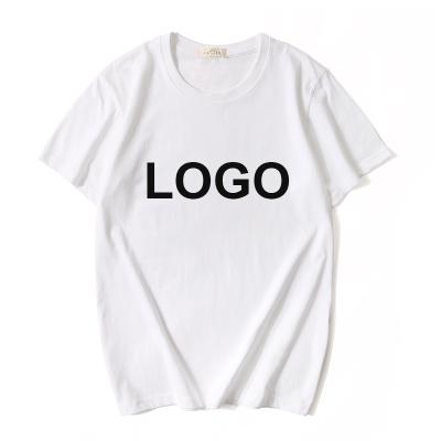 China cheap price Anti-wrinkle plus white LOGO Cotton Tshirt Unisex High Quality Custom Size Cotton Tshirt for sale