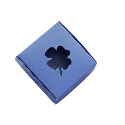 China Recyclable Premium Square Shaped Blue High End Cheap Folding Candle Tins Packaging With Four Leaf Clover Pattern for sale