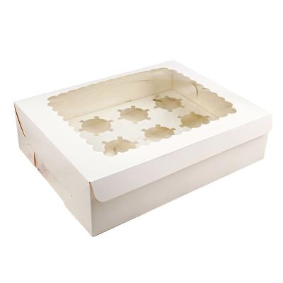 China Recyclable Wholesale Exquisite Baked West Point Cardboard Cupcake Box Food Packaging Bag Cupcake Box With Window for sale