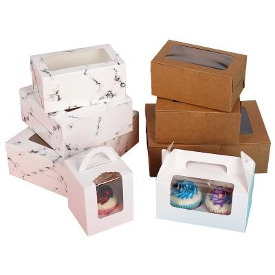 China Recycled materials wholesale clear plastic dessert paper box for cupcake with lid for sale