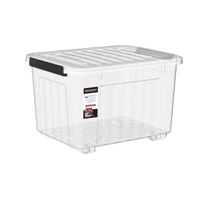 China Wholesale 6L 20L 50L 100L 135L Custom Multi Purpose Clear Purpose Large Plastic Storage Bin With Strong Lid With Wheels For Clothes for sale