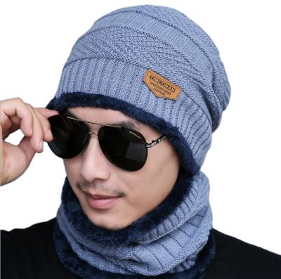 China JOINT 2 Pieces Set Warm Dad Mens Winter Hat Scarf Beanie Bennie Hats For Men for sale