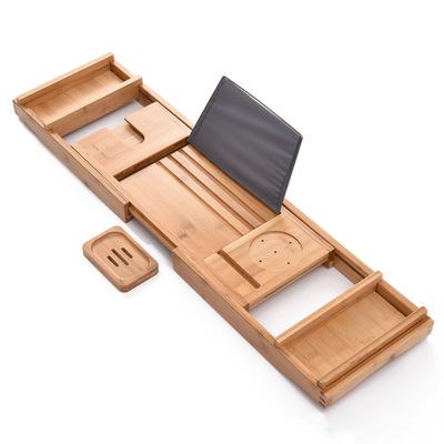 China 2021 sustainable unique bamboo bath tray stand with extending sides on cheap hot sale for sale