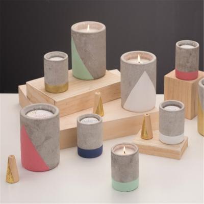 China Wedding Home Centerpiece Decoration Style Concrete Cement Candle Holder and Home Decoration Candle Jar for sale